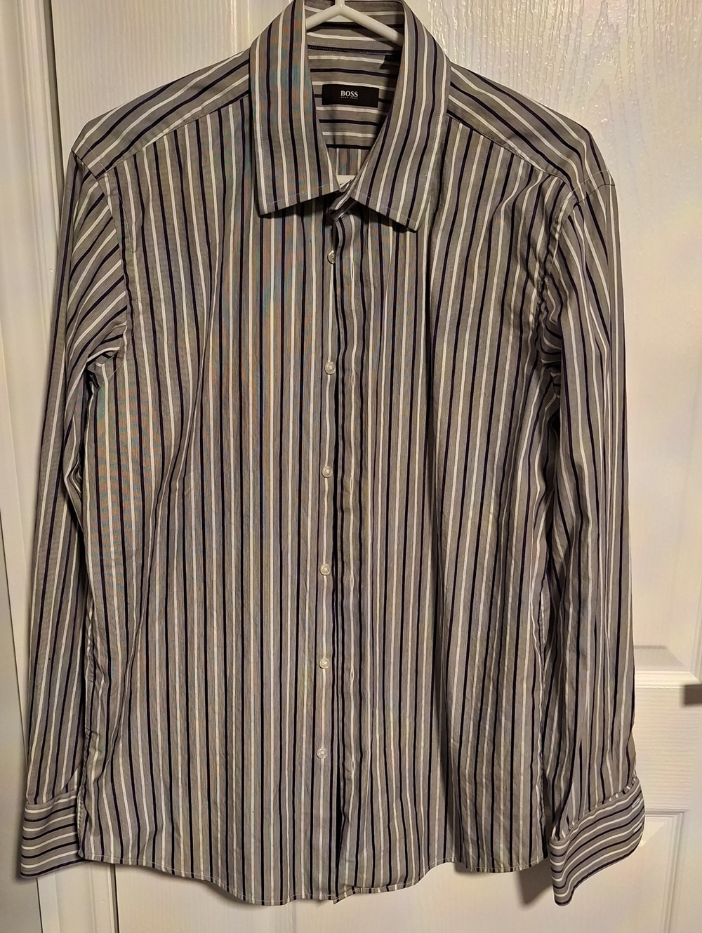 Hugo Boss Men's‎ Long-Sleeve Multi-Stripe Button Down Shirt - Gray, Blue